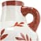 White Ceramic Floral Vase with Terracotta Colored Detailing Set